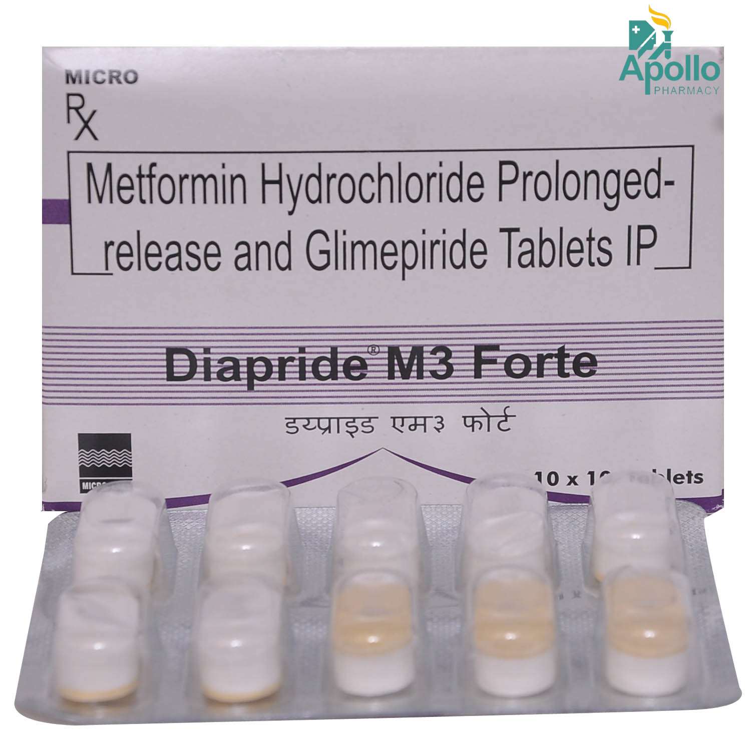 Diapride M3 Forte Tablet 10's, Pack of 10 TabletS Diapride M3 Forte Tablet 10's, Pack of 10 TabletS