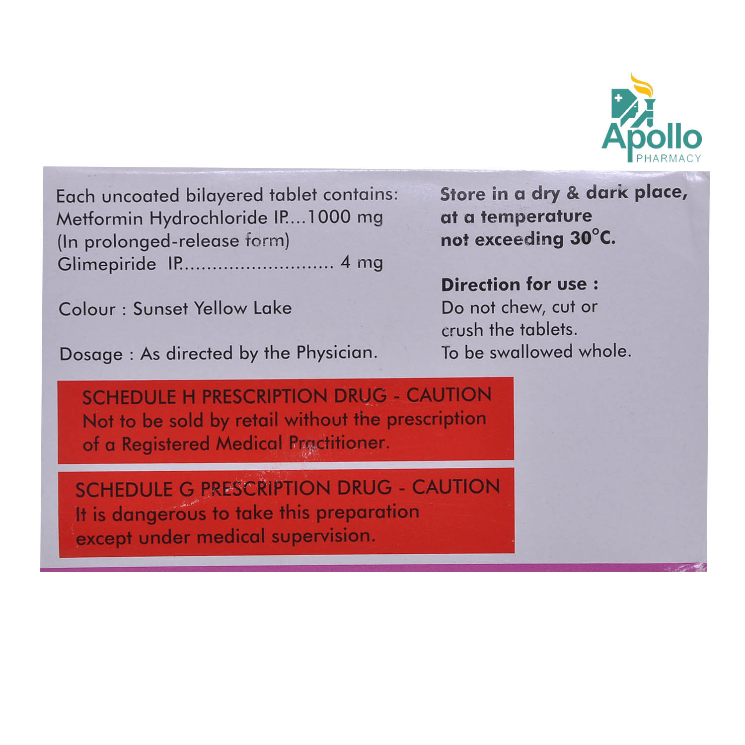 Diapride M4 Forte Tablet 10's, Pack of 10 TabletS Diapride M4 Forte Tablet 10's, Pack of 10 TabletS