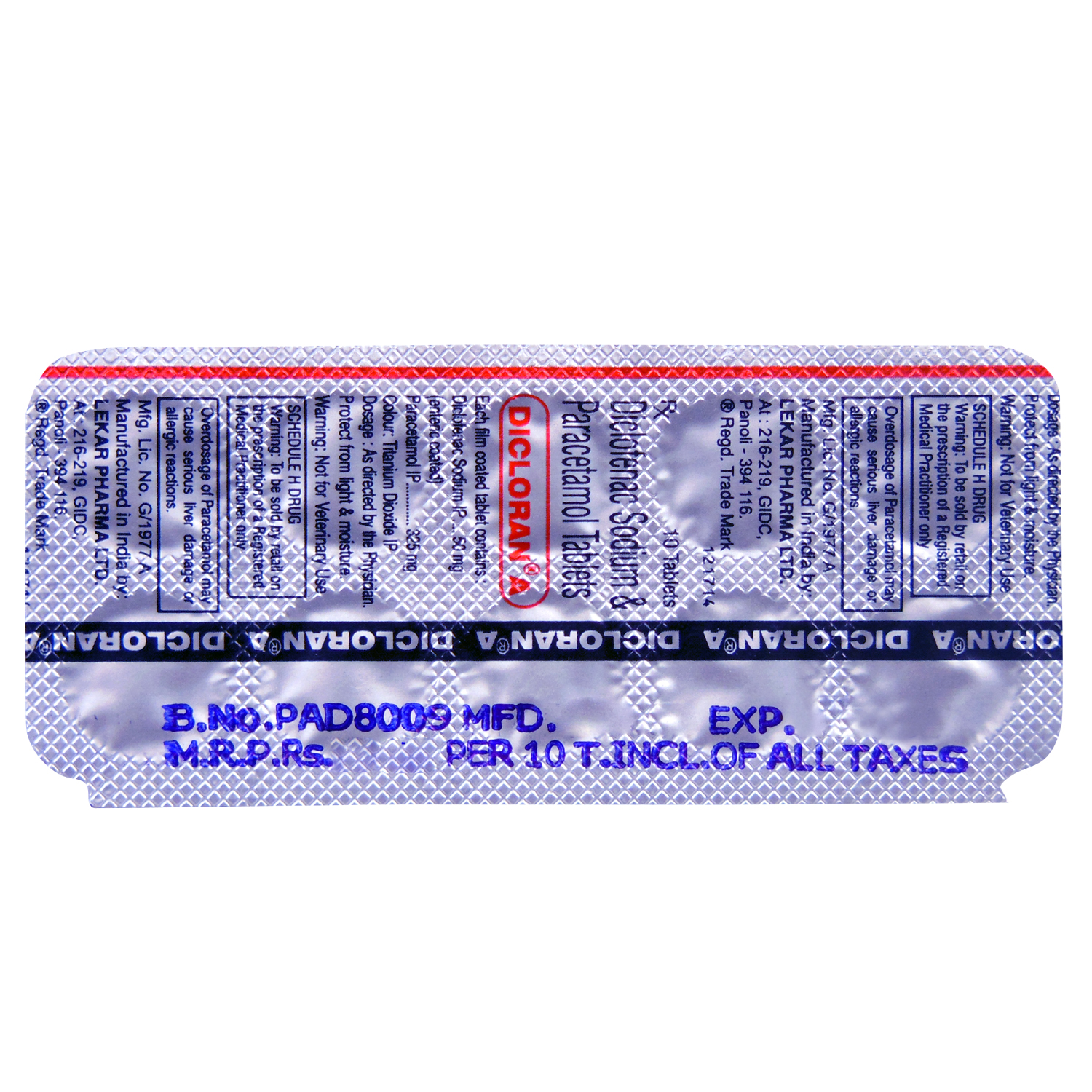 Dicloran A Tablet 10's, Pack of 10 TABLETS Dicloran A Tablet 10's, Pack of 10 TABLETS