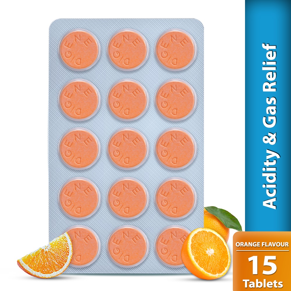 Buy Digene Tablets Acidity & Gas Relief Orange flavour 15'S Online