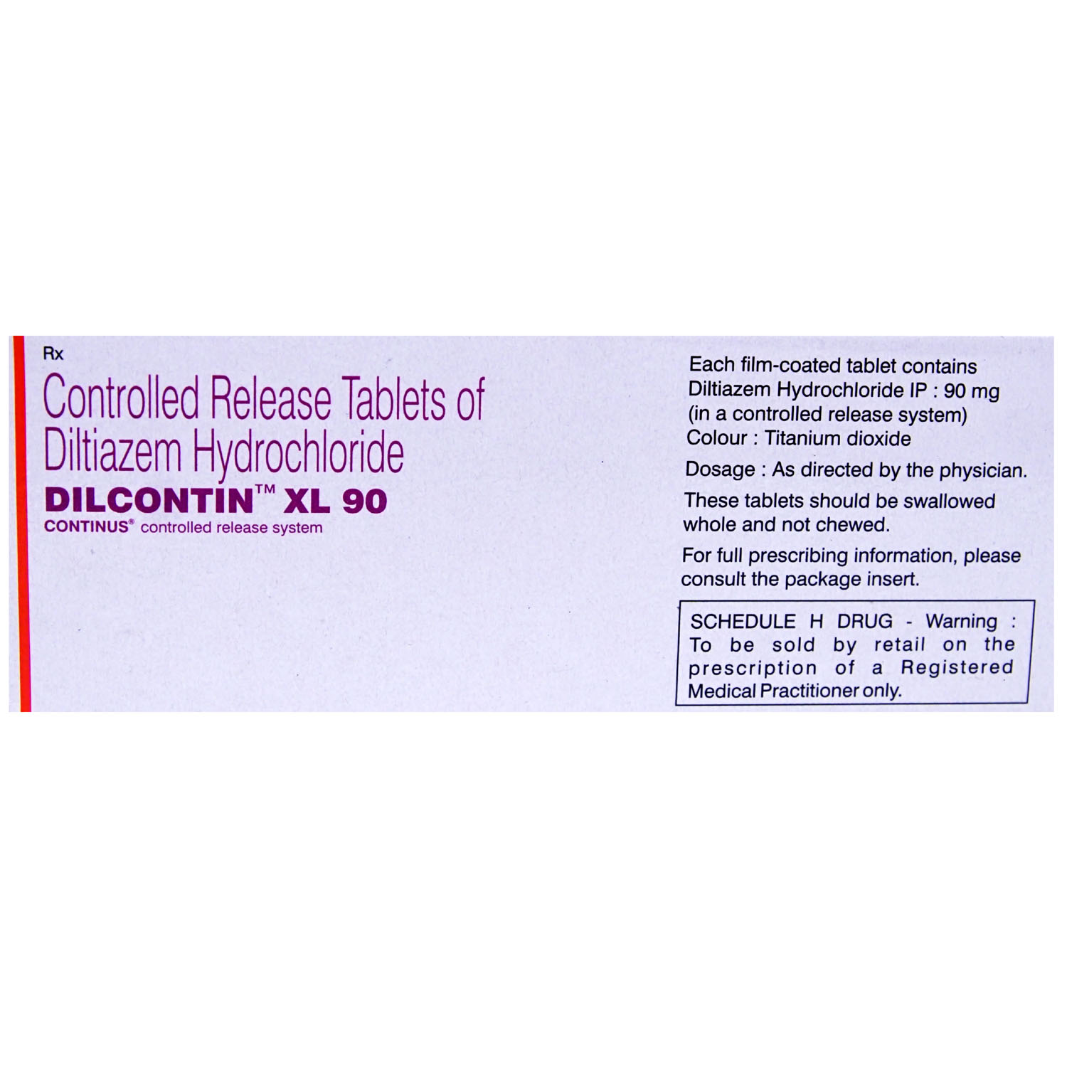 Dilcontin XL 90 Tablet 10's, Pack of 10 TABLETS Dilcontin XL 90 Tablet 10's, Pack of 10 TABLETS