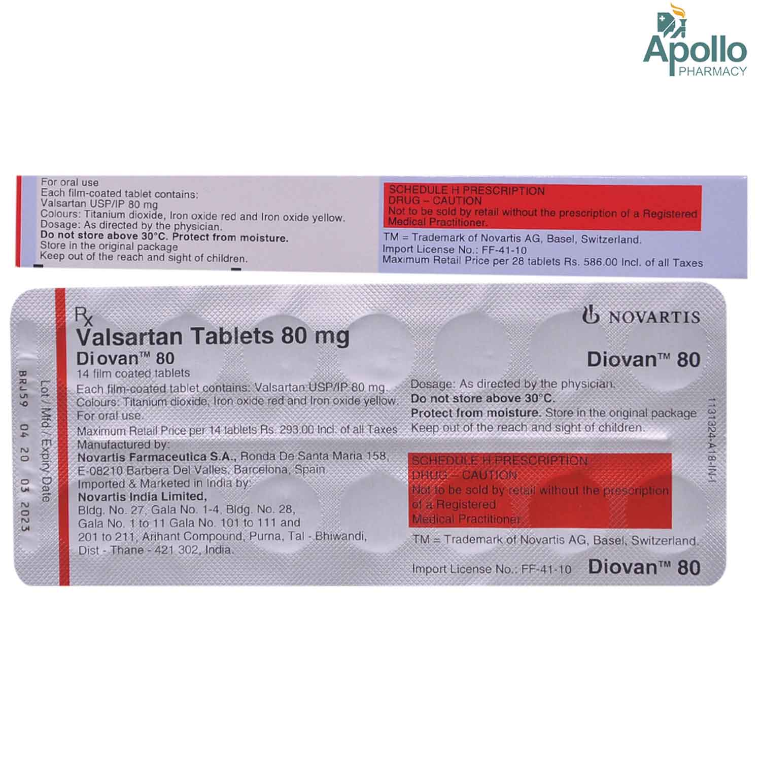Diovan 80 Tablet 14's, Pack of 14 TABLETS Diovan 80 Tablet 14's, Pack of 14 TABLETS