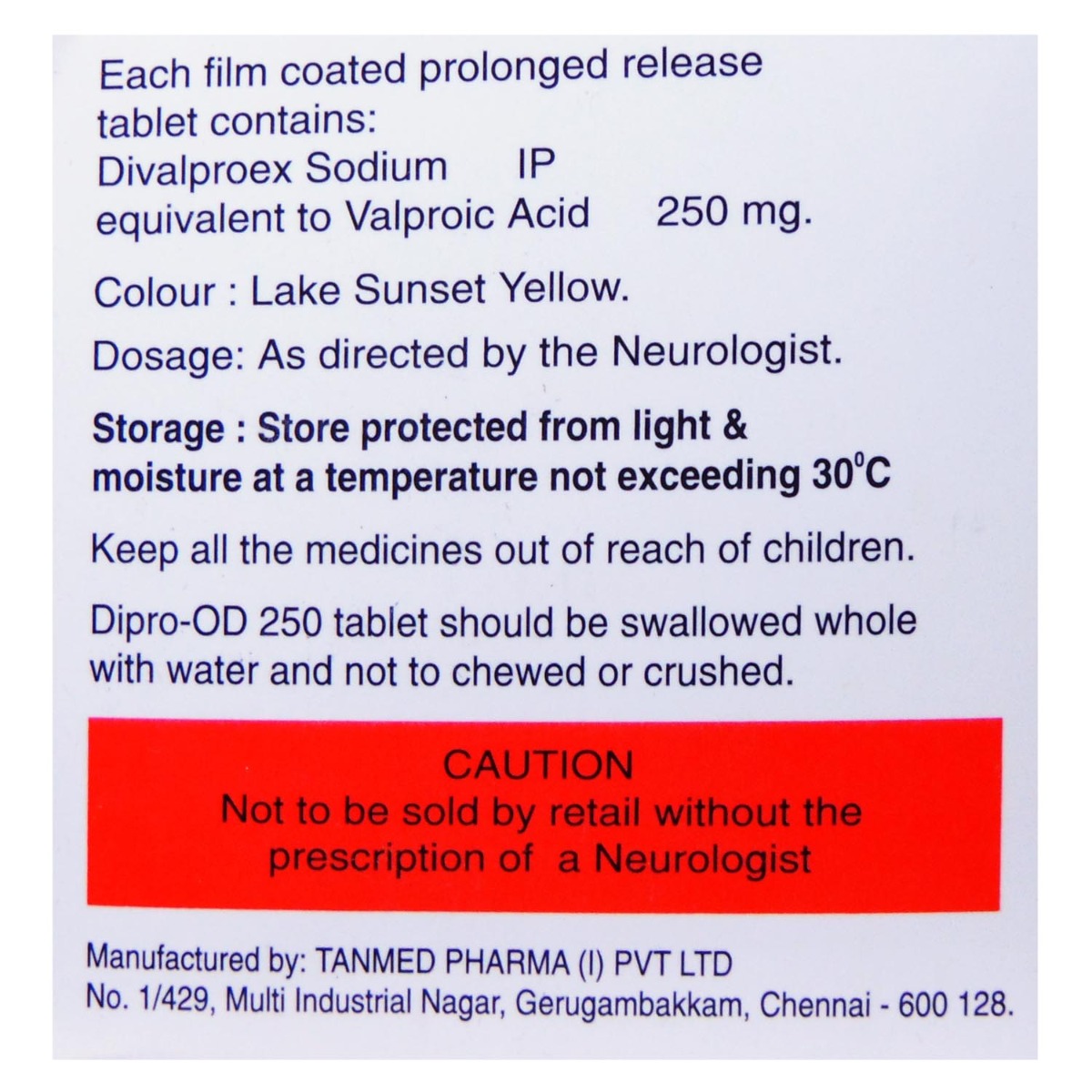 Dipro OD 250 Tablet 10's, Pack of 10 TABLETS Dipro OD 250 Tablet 10's, Pack of 10 TABLETS