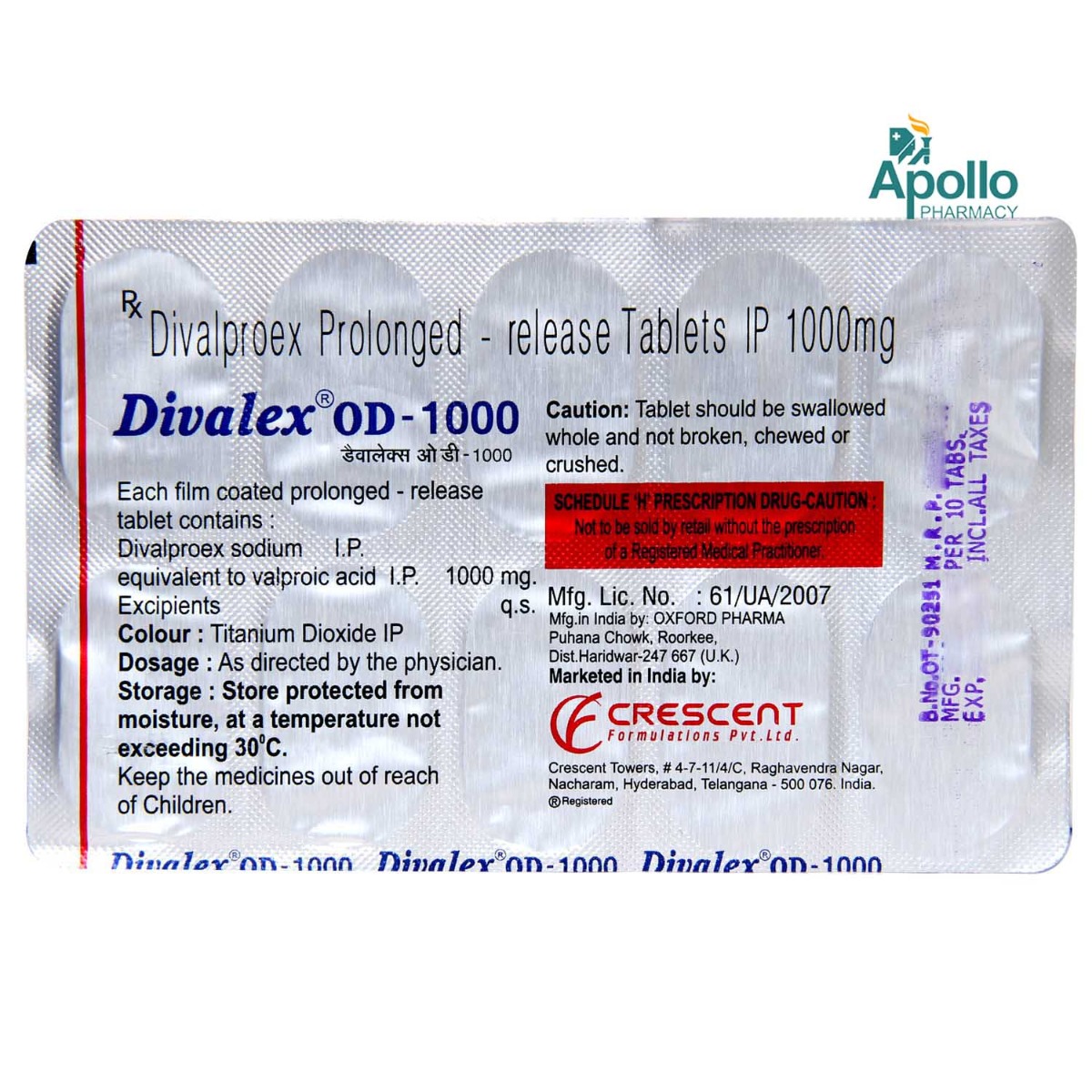 Divalex OD 1000 Tablet 10's, Pack of 10 TABLETS Divalex OD 1000 Tablet 10's, Pack of 10 TABLETS