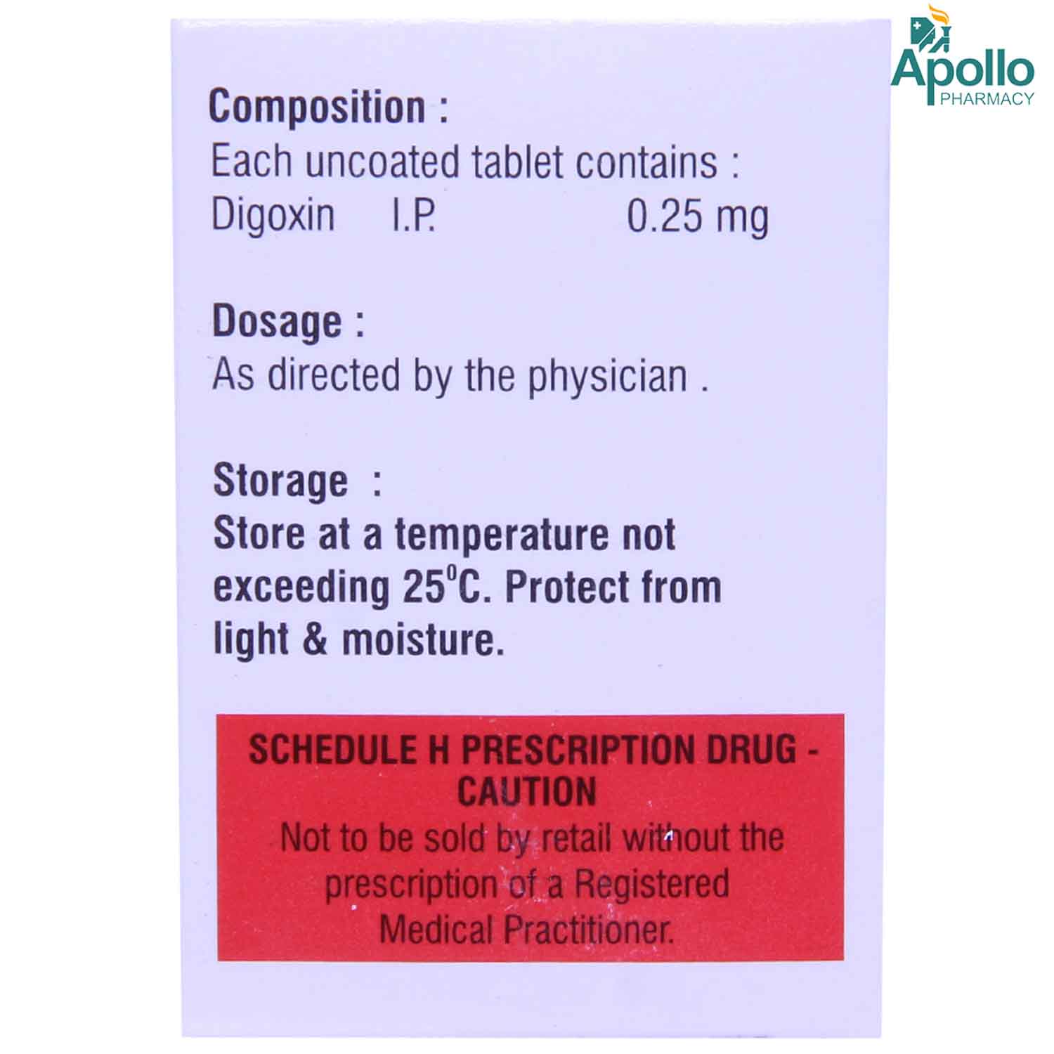 Dixin 0.25 mg Tablet 10's, Pack of 10 TABLETS Dixin 0.25 mg Tablet 10's, Pack of 10 TABLETS
