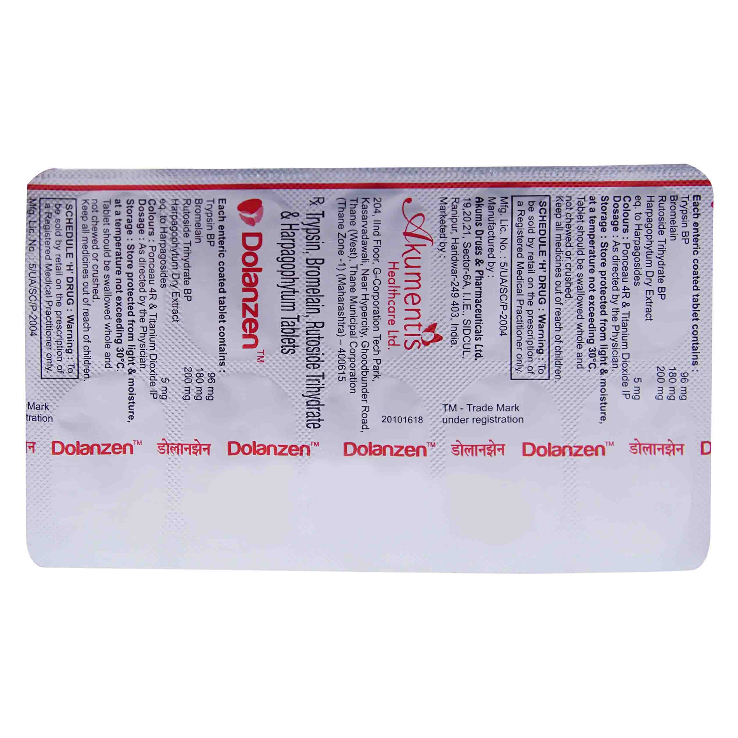 Dolanzen Tablet 10's, Pack of 10 Dolanzen Tablet 10's, Pack of 10