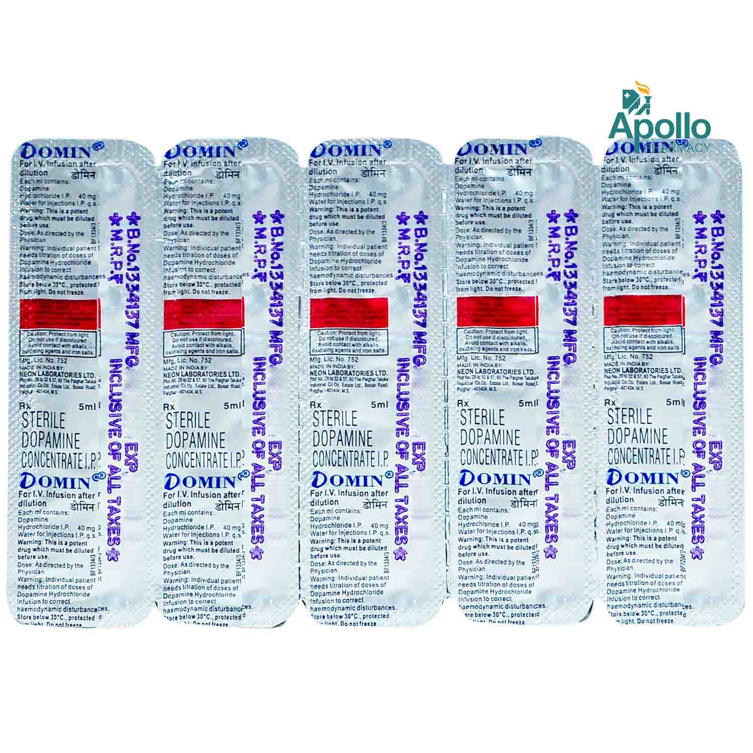 Domin 200 mg Injection 5 ml, Pack of 1 Injection Domin 200 mg Injection 5 ml, Pack of 1 Injection