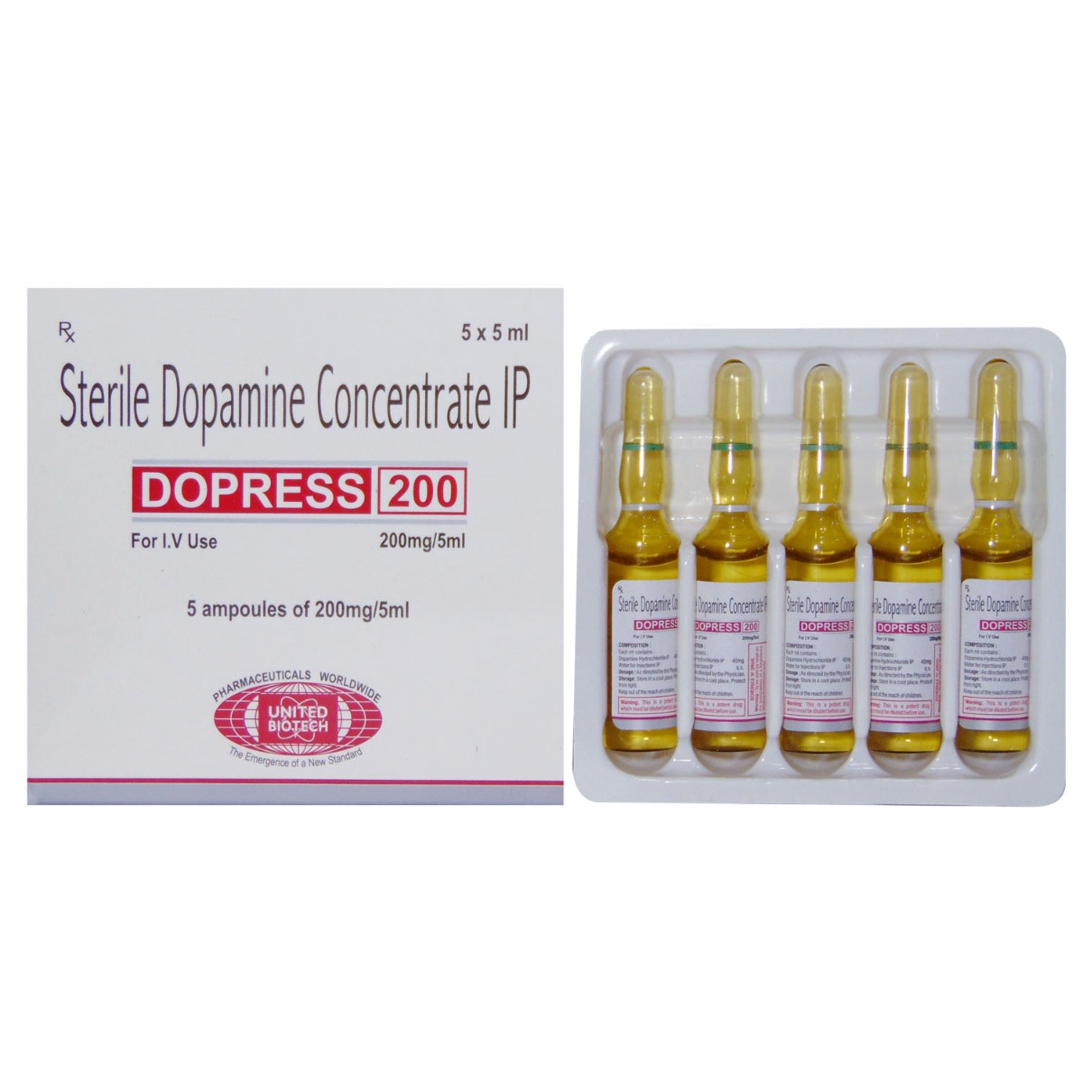Dopress 200 mg Injection 5 ml, Pack of 1 Injection Dopress 200 mg Injection 5 ml, Pack of 1 Injection