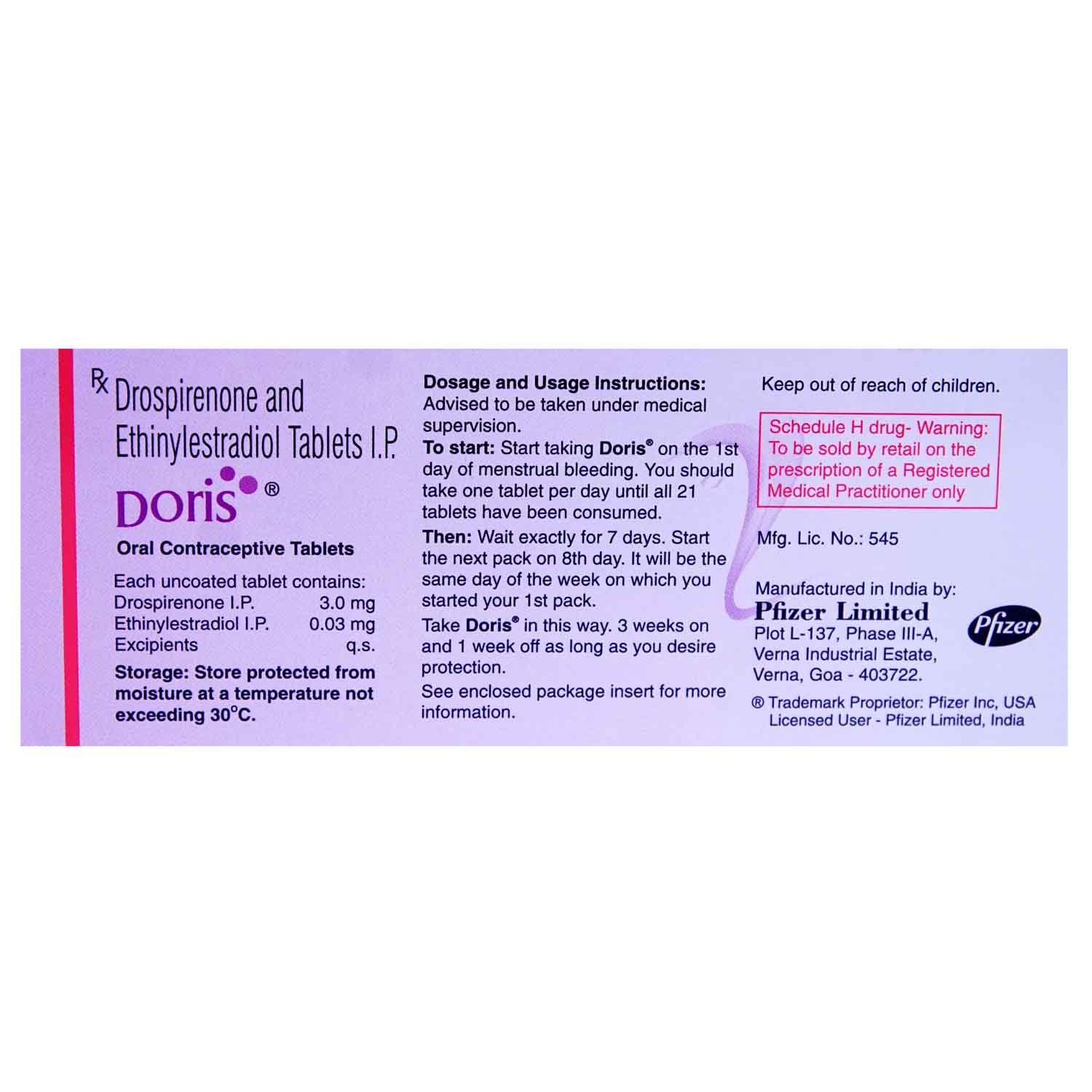 Doris Tablet 21's, Pack of 1 Tablet Doris Tablet 21's, Pack of 1 Tablet