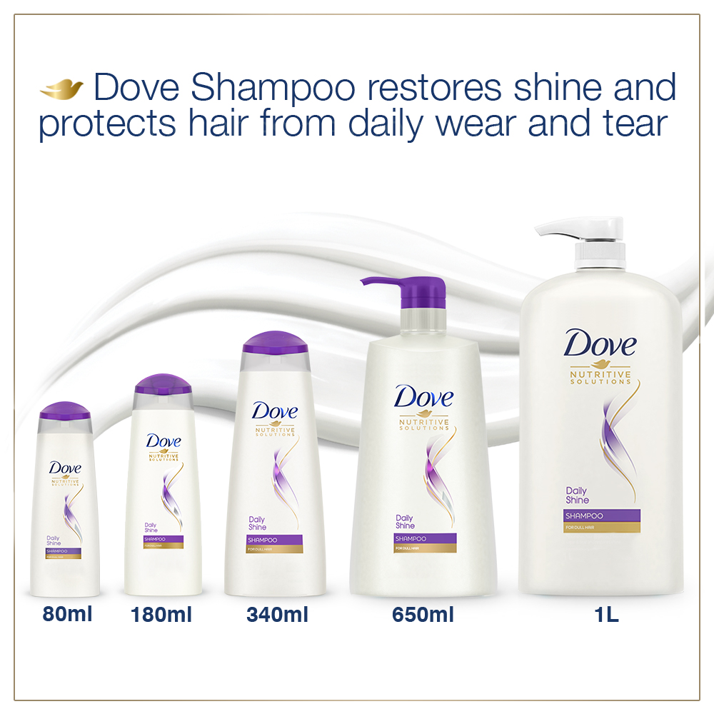 Dove Daily Shine Shampoo for Dull Hair, 340 ml, Pack of 1 Dove Daily Shine Shampoo for Dull Hair, 340 ml, Pack of 1