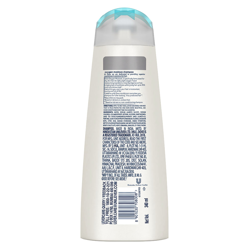Dove Oxygen Moisture Shampoo, 340 ml, Pack of 1 Dove Oxygen Moisture Shampoo, 340 ml, Pack of 1