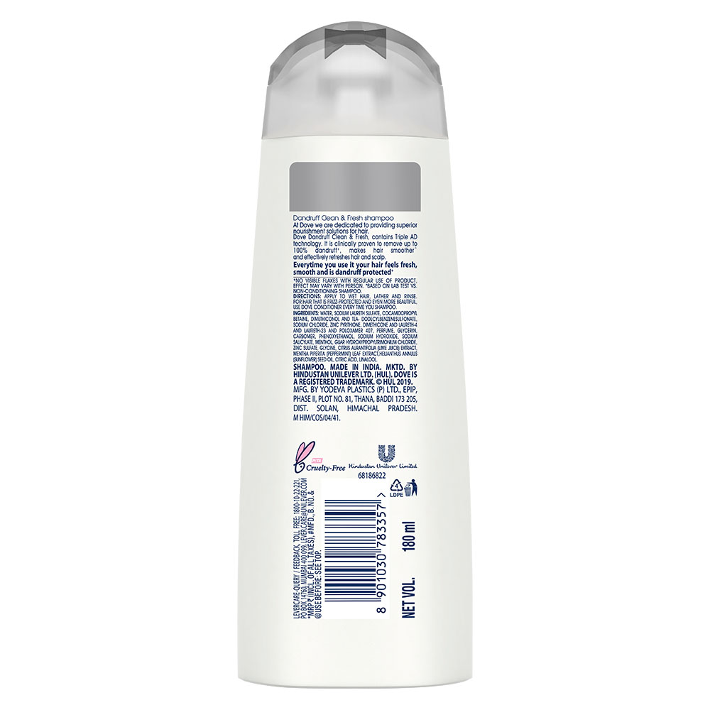 Dove Dandruff Clean & Fresh Shampoo, 180 ml, Pack of 1 Dove Dandruff Clean & Fresh Shampoo, 180 ml, Pack of 1