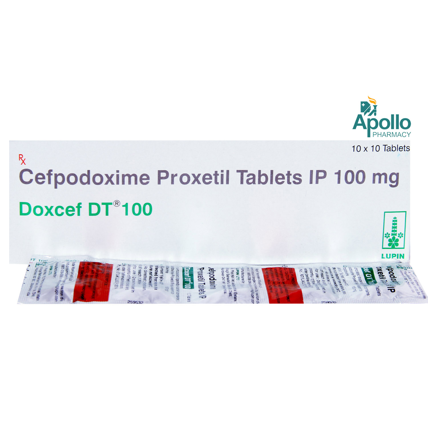 Doxcef DT 100 mg Tablet 10's, Pack of 10 TabletS Doxcef DT 100 mg Tablet 10's, Pack of 10 TabletS