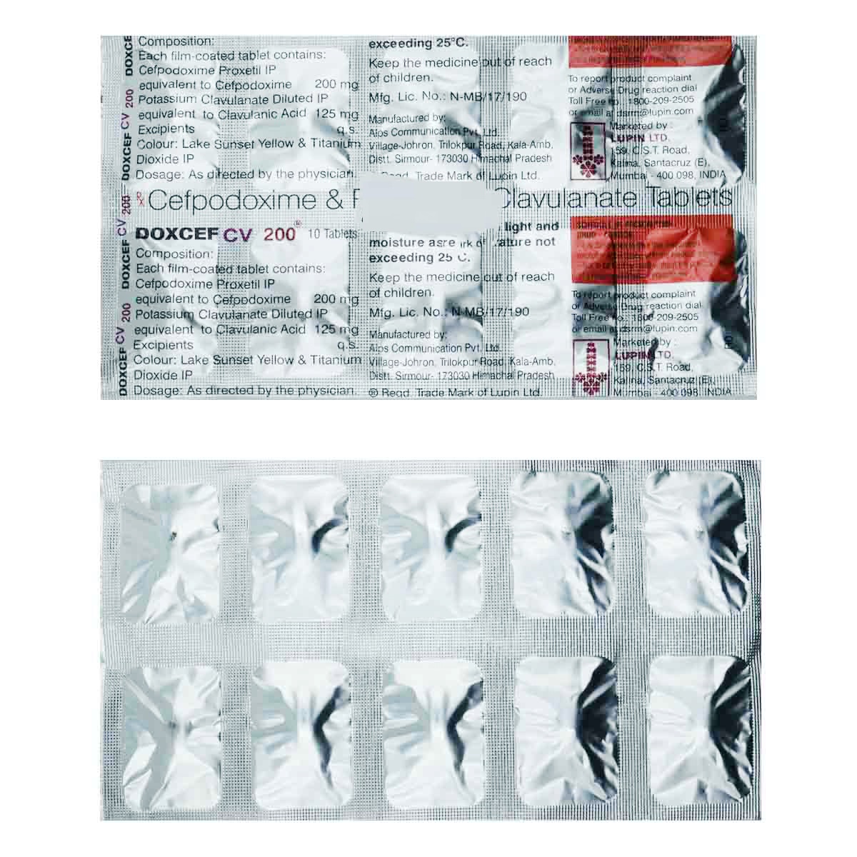 Doxcef CV 200 Tablet 10's, Pack of 10 TABLETS Doxcef CV 200 Tablet 10's, Pack of 10 TABLETS