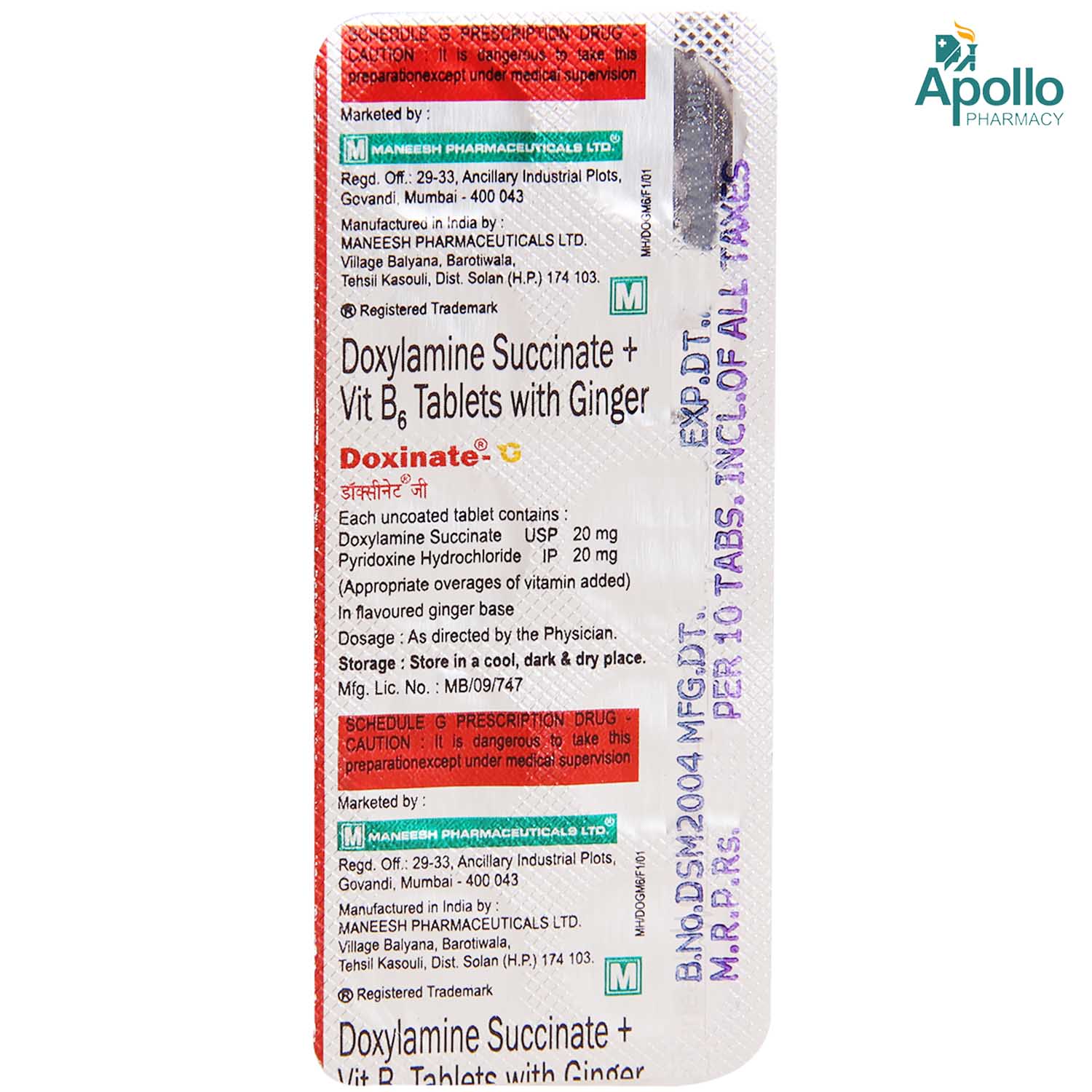 Doxinate-G Tablet 10's, Pack of 10 TABLETS Doxinate-G Tablet 10's, Pack of 10 TABLETS