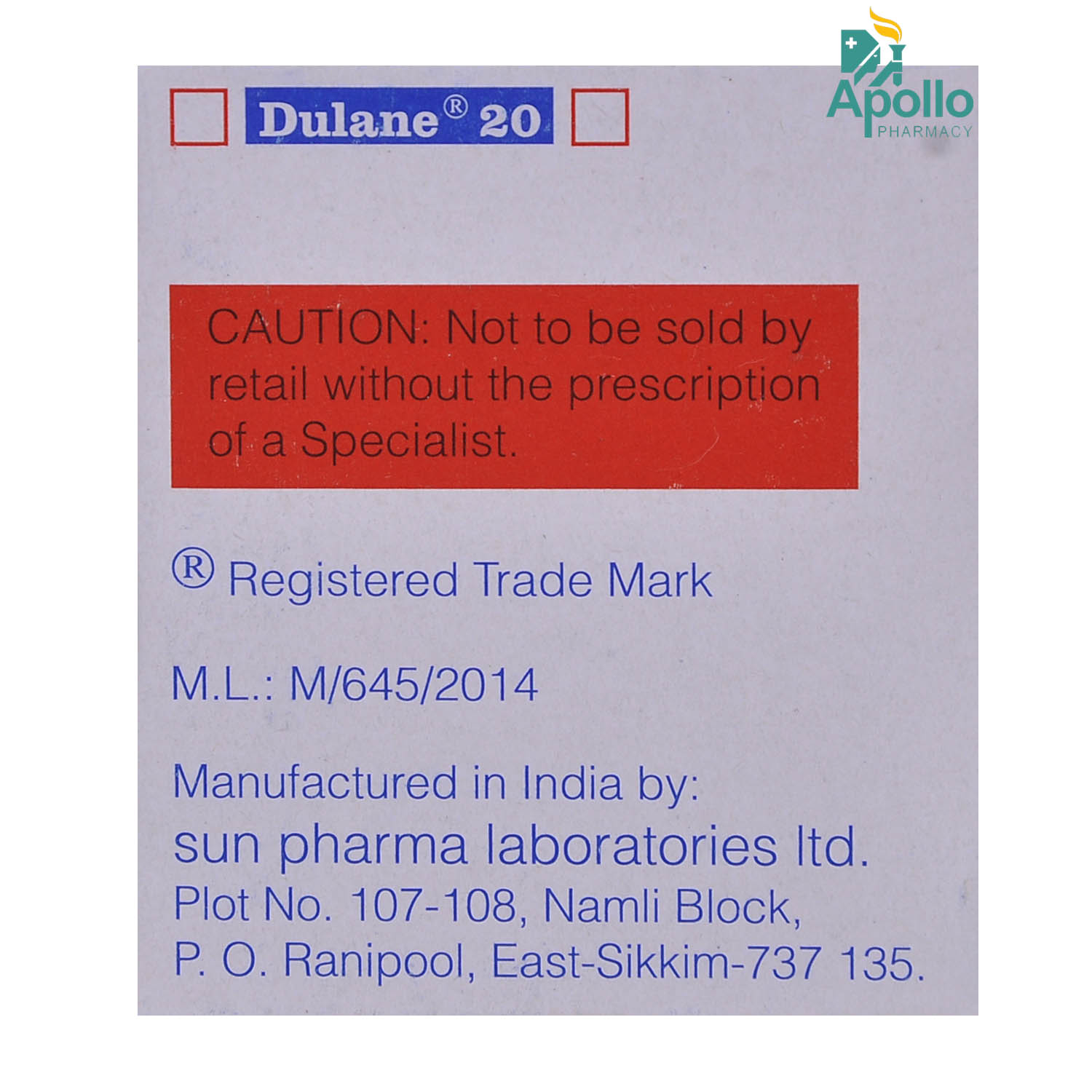 Dulane 20 Capsule 10's, Pack of 10 CAPSULES Dulane 20 Capsule 10's, Pack of 10 CAPSULES
