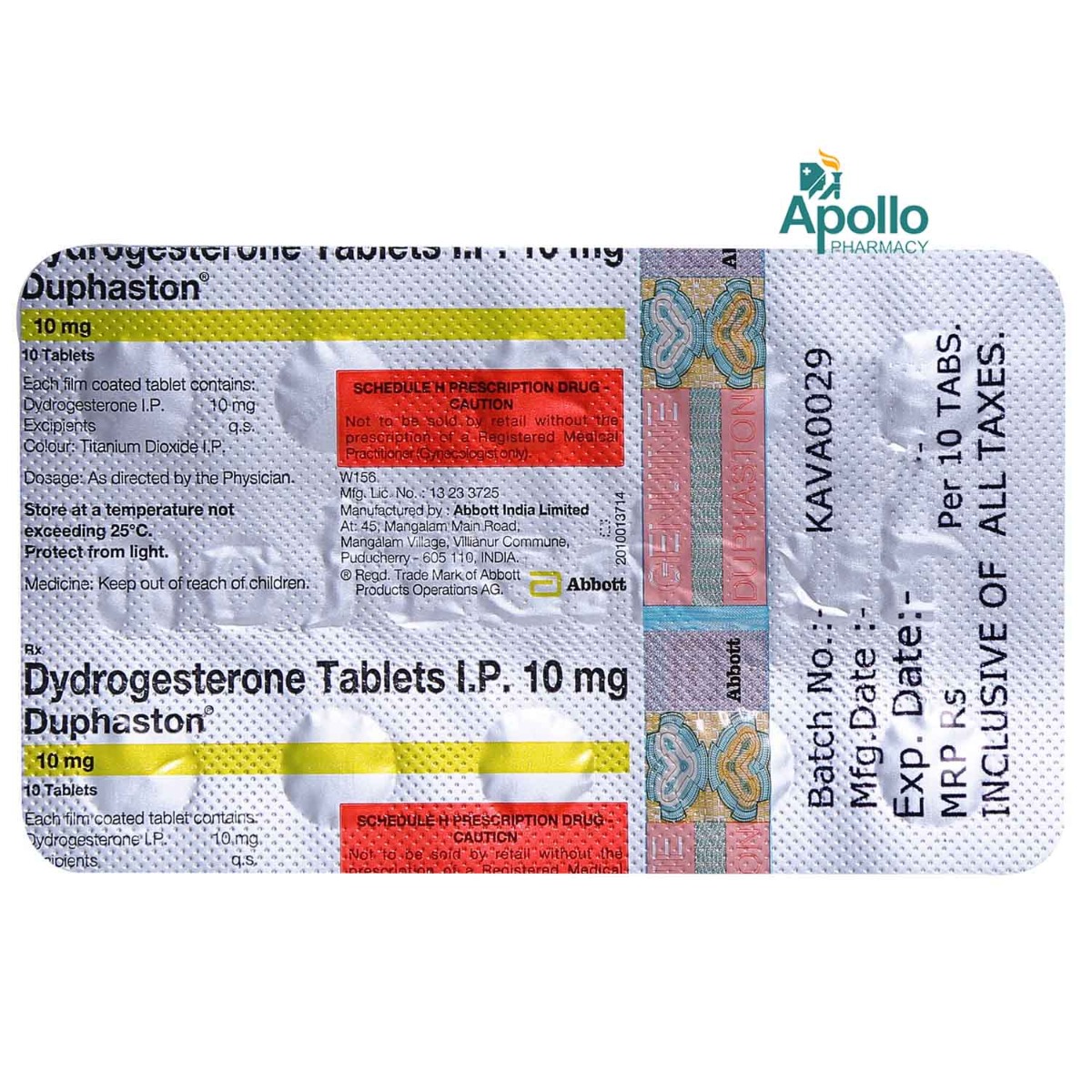 Duphaston 10 mg Tablet 10's, Pack of 10 TABLETS Duphaston 10 mg Tablet 10's, Pack of 10 TABLETS