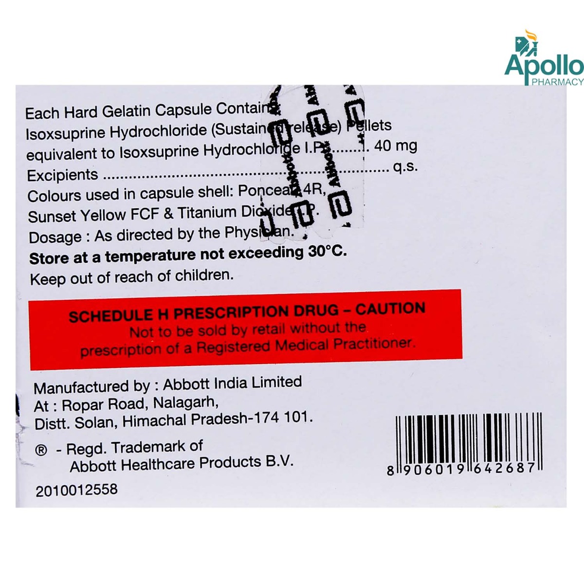Duvadilan Retard 40 mg Capsule 10's, Pack of 10 CAPSULES Duvadilan Retard 40 mg Capsule 10's, Pack of 10 CAPSULES
