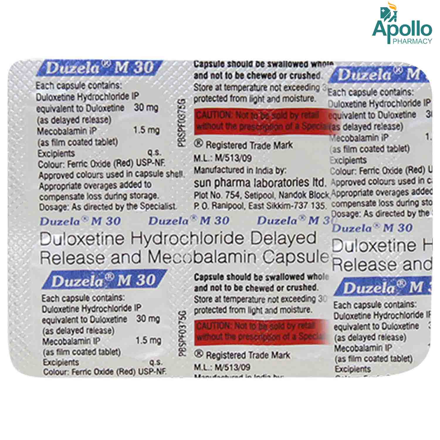 Duzela M 30 Capsule 10's, Pack of 10 CAPSULES Duzela M 30 Capsule 10's, Pack of 10 CAPSULES