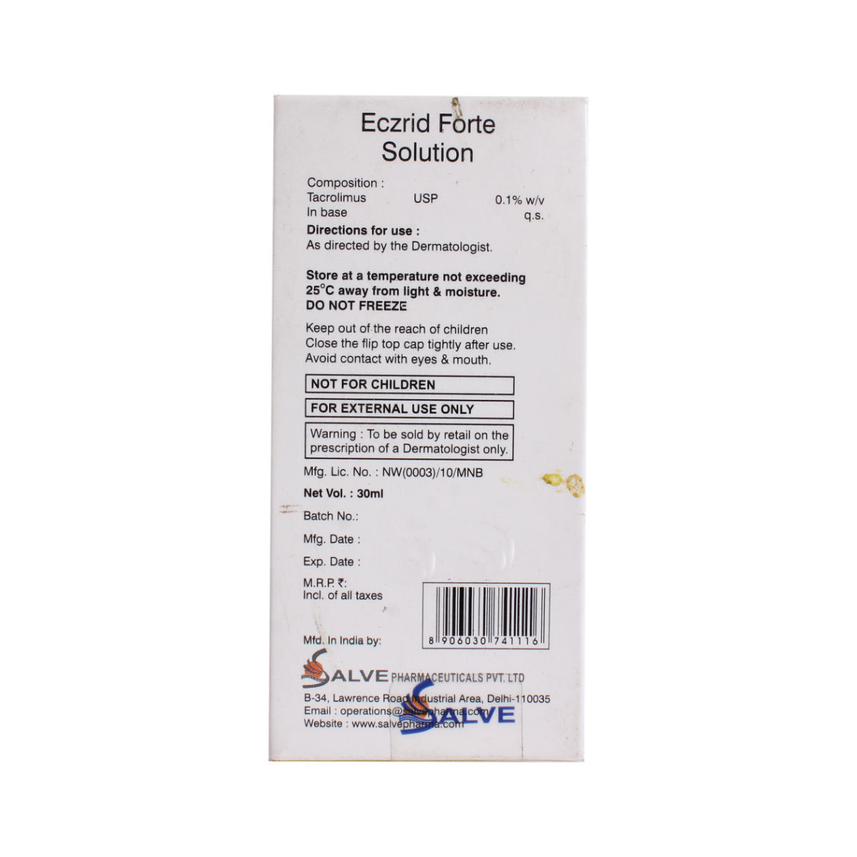 Eczrid Forte Lotion 30ml, Pack of 1 Liquid Eczrid Forte Lotion 30ml, Pack of 1 Liquid