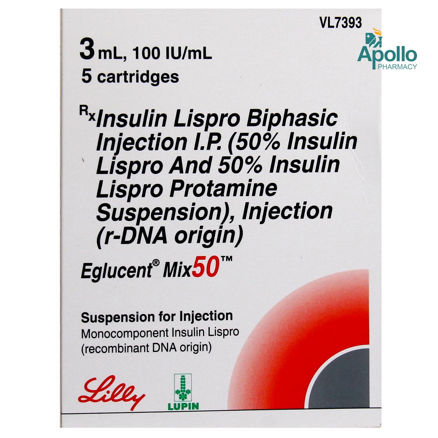 Eglucent Mix 50 100IU/ml Suspension  Injection 3 ml, Pack of 1 INJECTION Eglucent Mix 50 100IU/ml Suspension  Injection 3 ml, Pack of 1 INJECTION