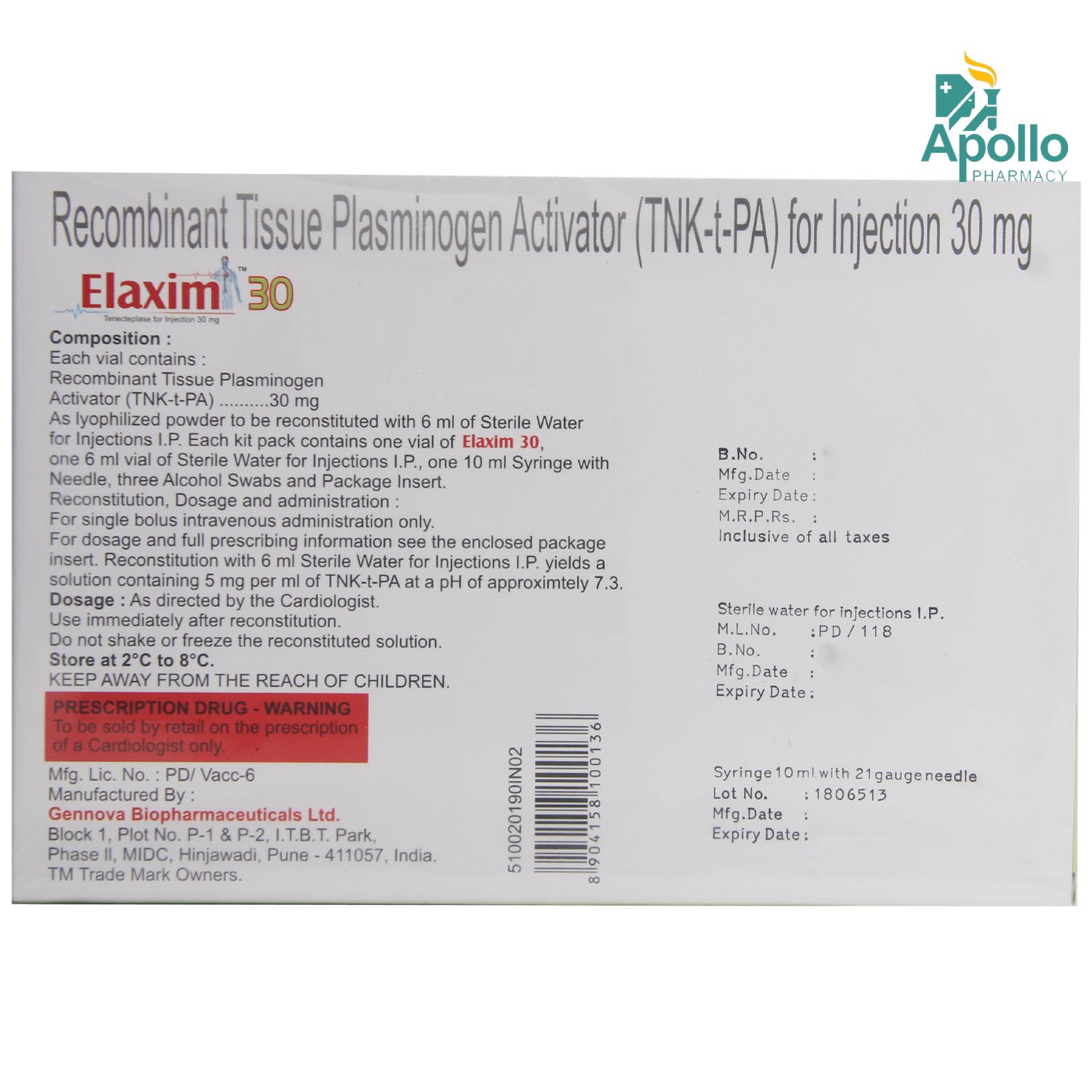 ELAXIM 30MG INJECTION, Pack of 1 INJECTION ELAXIM 30MG INJECTION, Pack of 1 INJECTION