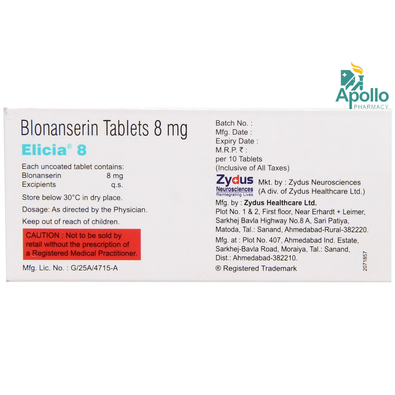 Elicia 8 Tablet 10's, Pack of 10 TABLETS Elicia 8 Tablet 10's, Pack of 10 TABLETS