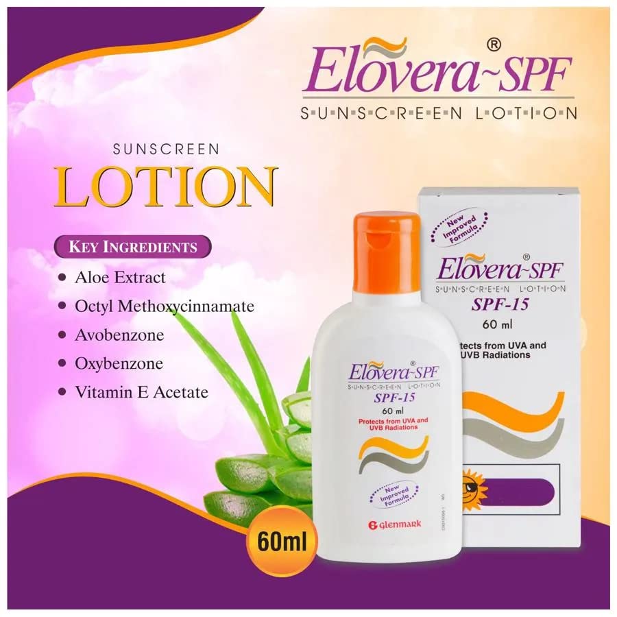 Elovera SPF 15 Sunscreen Lotion, 60 ml, Pack of 1 Elovera SPF 15 Sunscreen Lotion, 60 ml, Pack of 1
