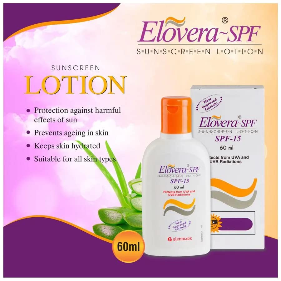 Elovera SPF 15 Sunscreen Lotion, 60 ml, Pack of 1 Elovera SPF 15 Sunscreen Lotion, 60 ml, Pack of 1