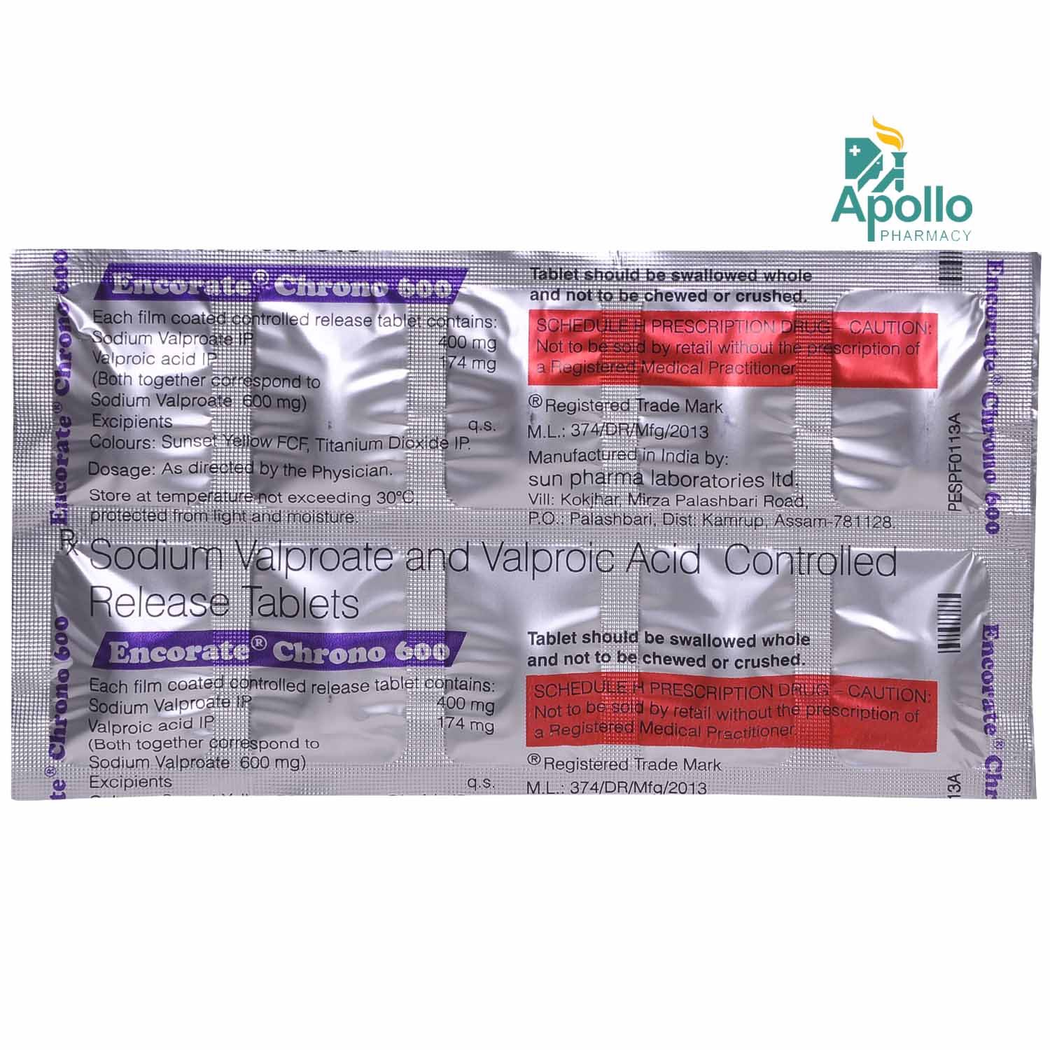 Encorate Chrono 600 Tablet 10's, Pack of 10 TabletS Encorate Chrono 600 Tablet 10's, Pack of 10 TabletS