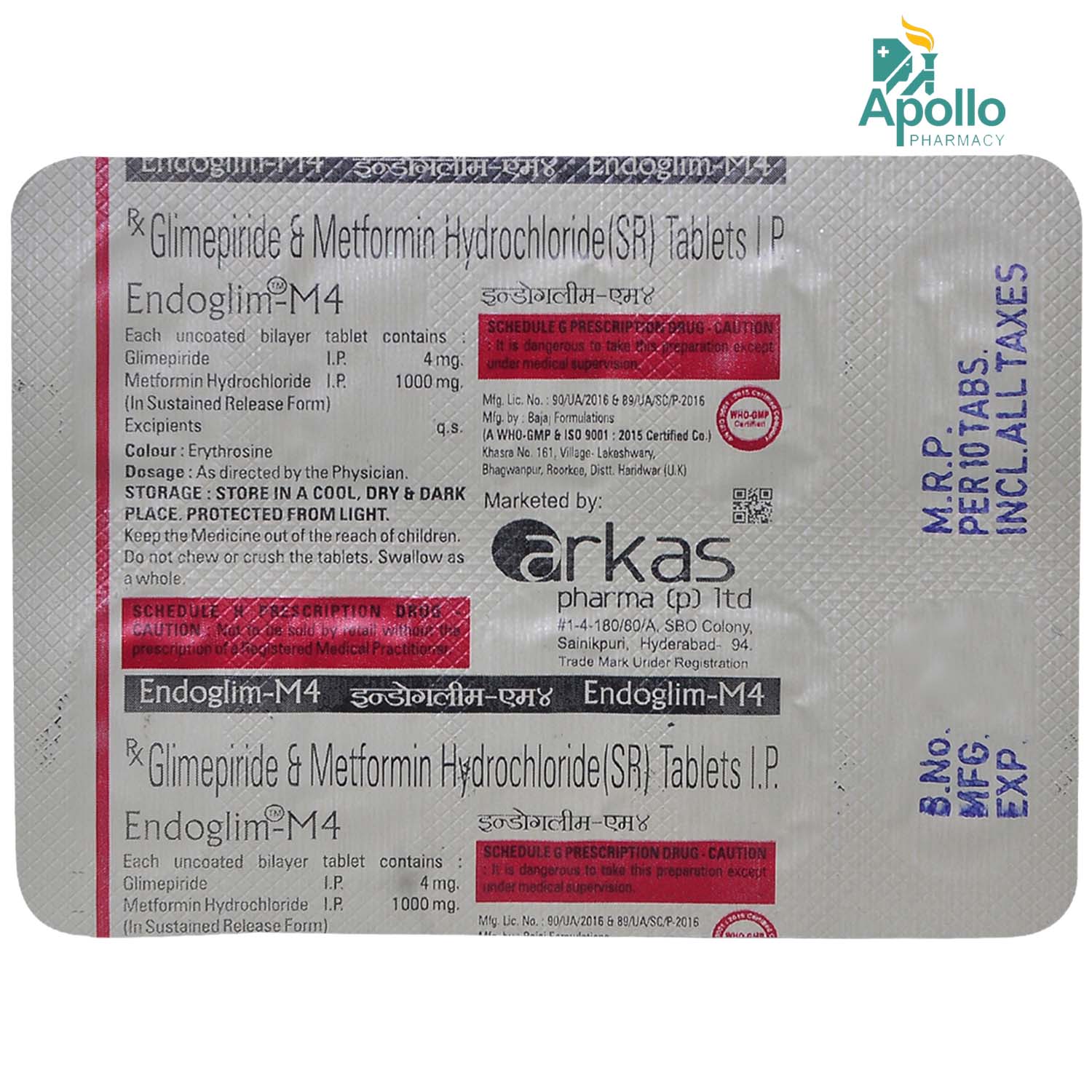 Endoglim M4 Tablet 10's, Pack of 10 TABLETS Endoglim M4 Tablet 10's, Pack of 10 TABLETS