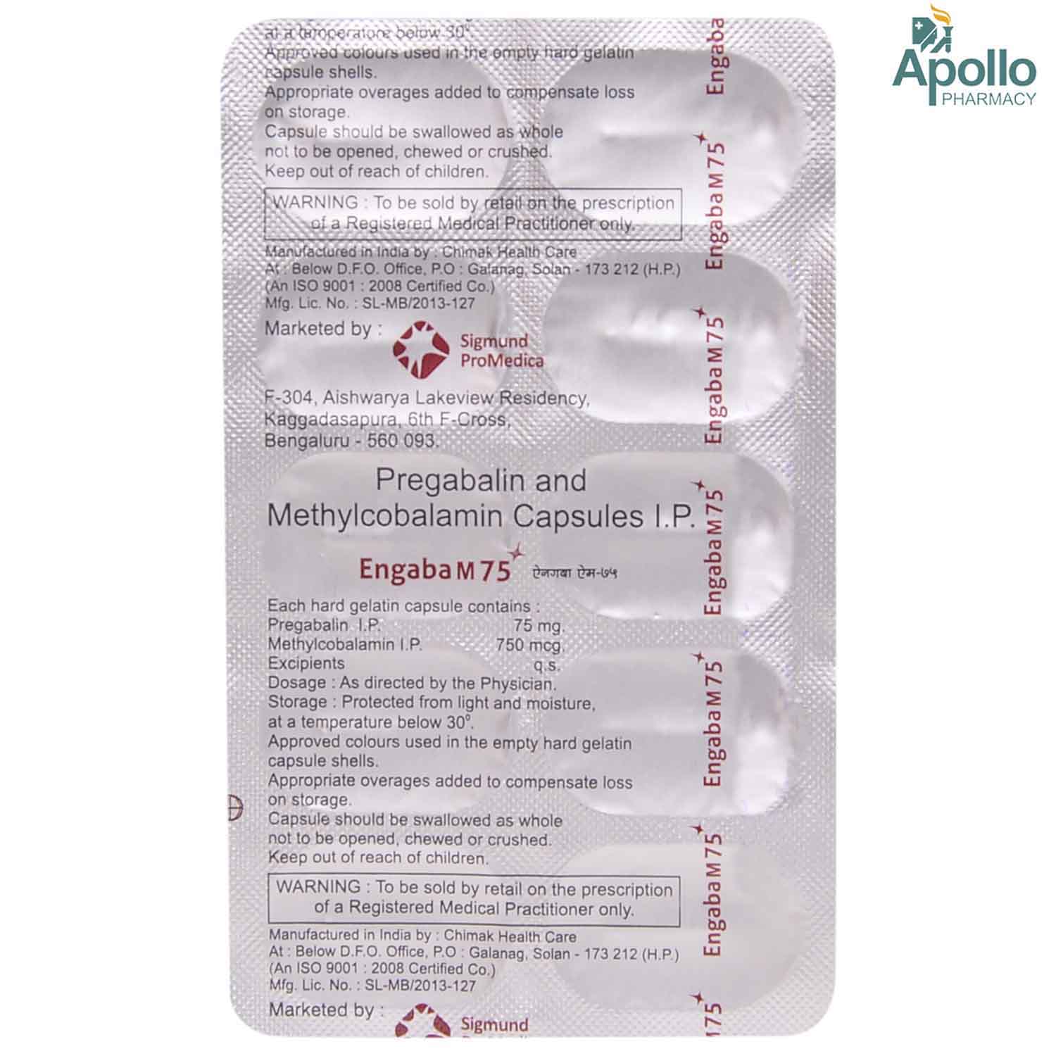 Engaba M 75 mg Capsule 10's Engaba M 75 mg Capsule 10's