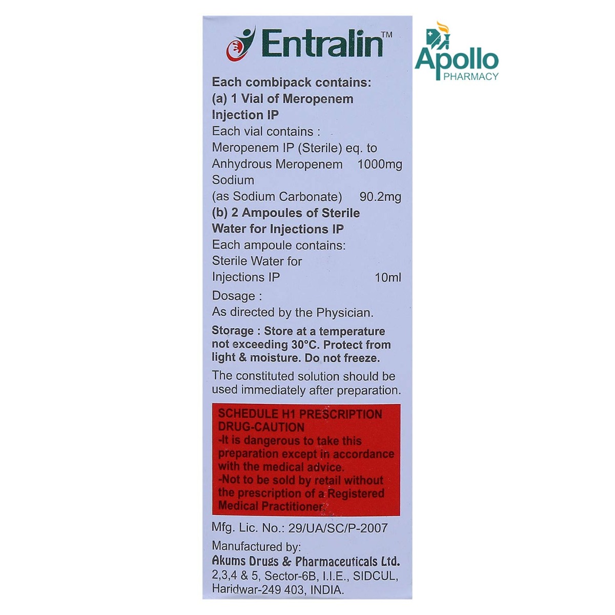 Entralin 1 gm Injection 1's, Pack of 1 Injection Entralin 1 gm Injection 1's, Pack of 1 Injection