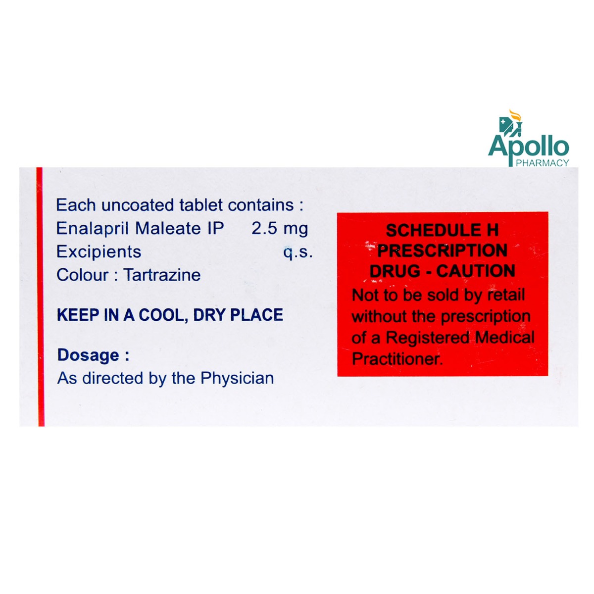 Envas 2.5 Tablet 15's, Pack of 15 TABLETS Envas 2.5 Tablet 15's, Pack of 15 TABLETS