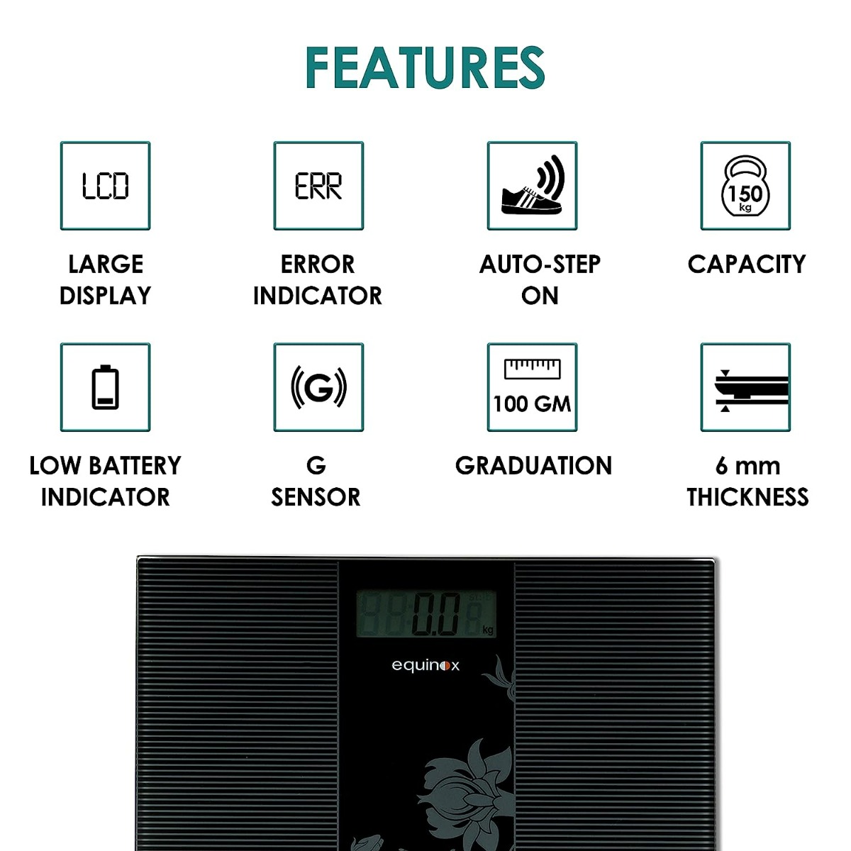 Equinox Personal Digital Weighing Scale EQ-EB-9300, 1 Count, Pack of 1 Equinox Personal Digital Weighing Scale EQ-EB-9300, 1 Count, Pack of 1