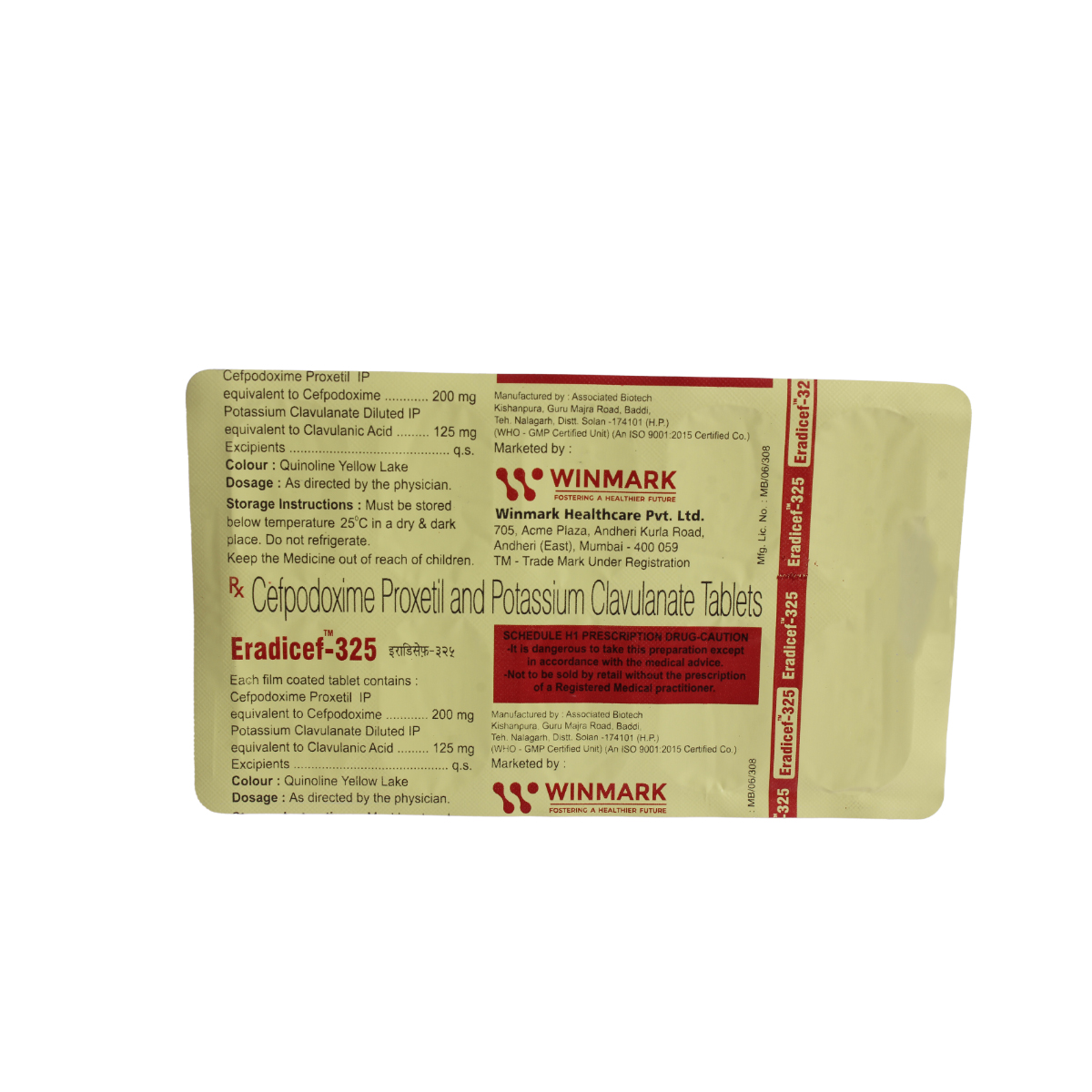 Eradicef-325 Tablet 10's, Pack of 10 TABLETS Eradicef-325 Tablet 10's, Pack of 10 TABLETS