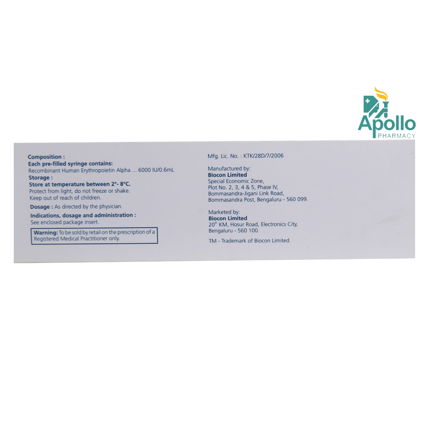 Erypro Safe-6000 Injection 0.6 ml, Pack of 1 INJECTION Erypro Safe-6000 Injection 0.6 ml, Pack of 1 INJECTION