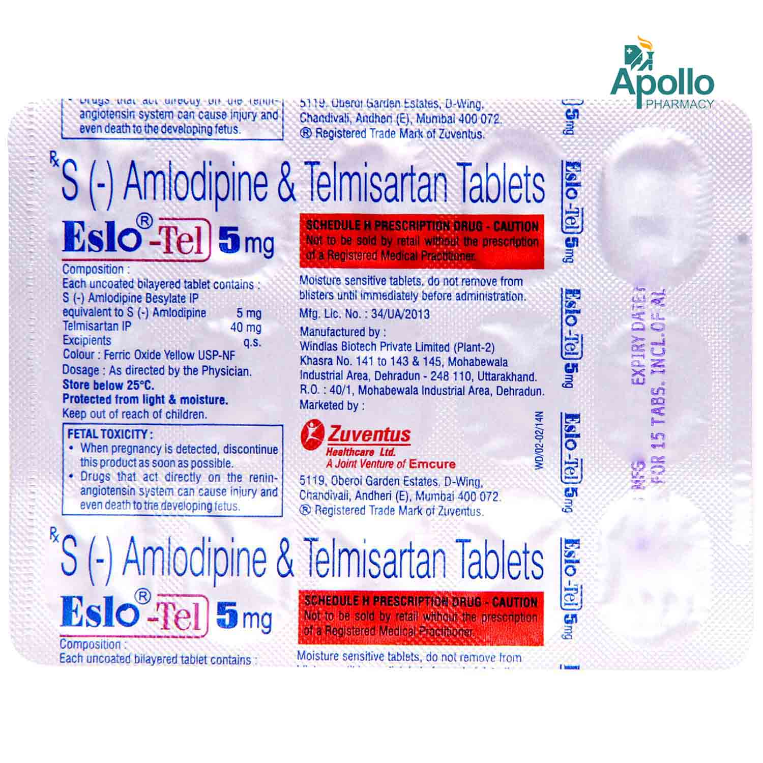 Eslo-Tel 5 mg Tablet 15's, Pack of 15 TABLETS Eslo-Tel 5 mg Tablet 15's, Pack of 15 TABLETS