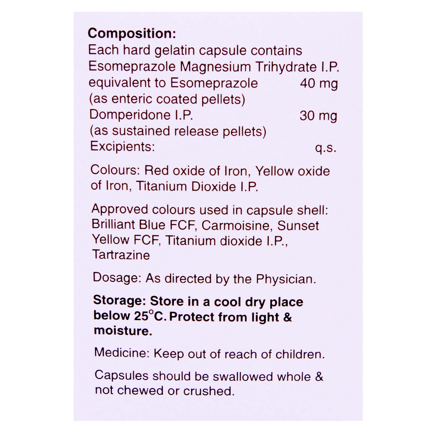Esoz D 40 Capsule 10's, Pack of 10 CAPSULES Esoz D 40 Capsule 10's, Pack of 10 CAPSULES