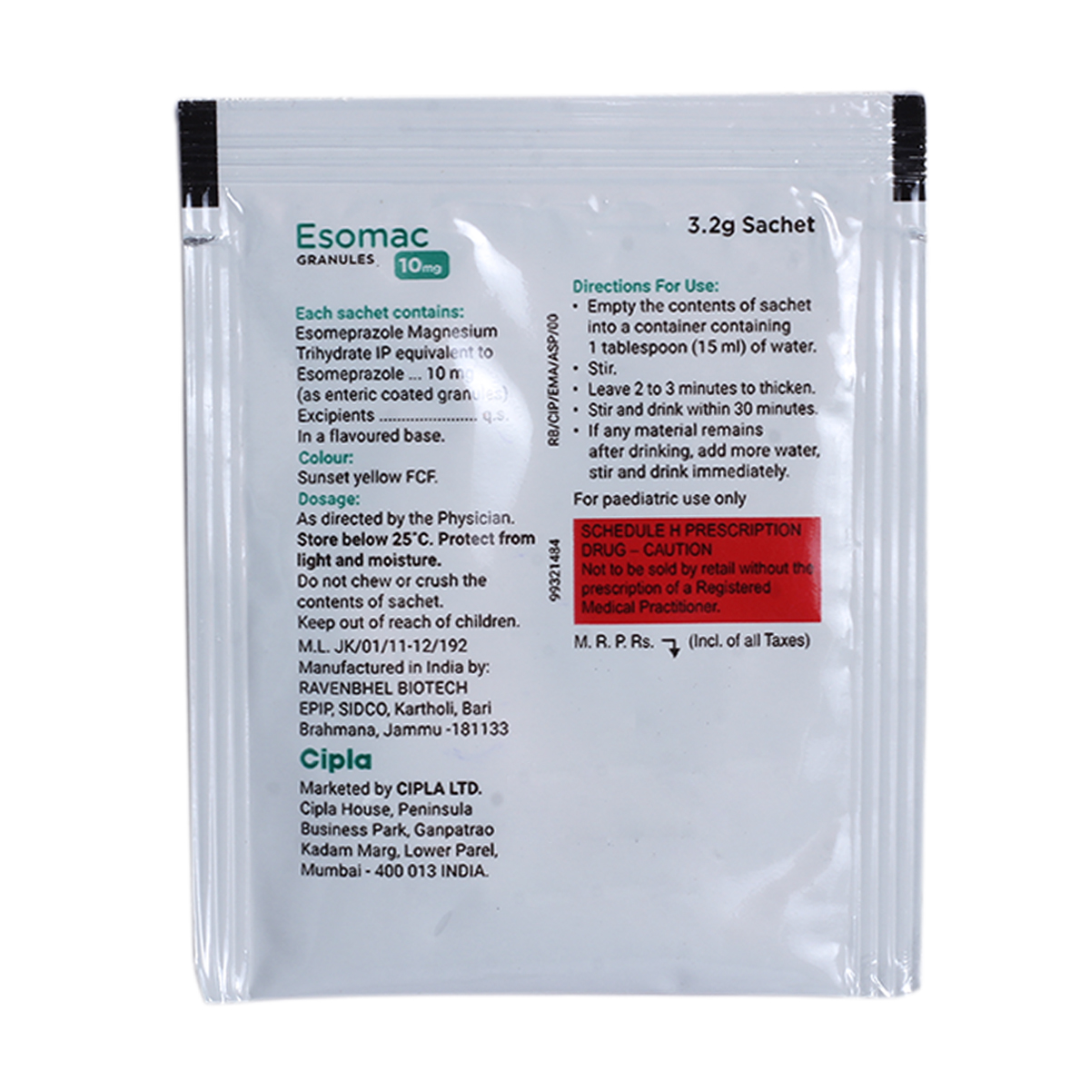 Esomac 10 Garnules 3.2 gm, Pack of 1 GRANULES Esomac 10 Garnules 3.2 gm, Pack of 1 GRANULES