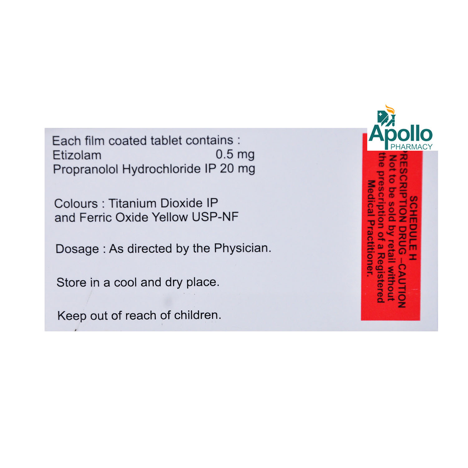 Etizola Beta 0.5 Tablet 10's, Pack of 10 TABLETS Etizola Beta 0.5 Tablet 10's, Pack of 10 TABLETS