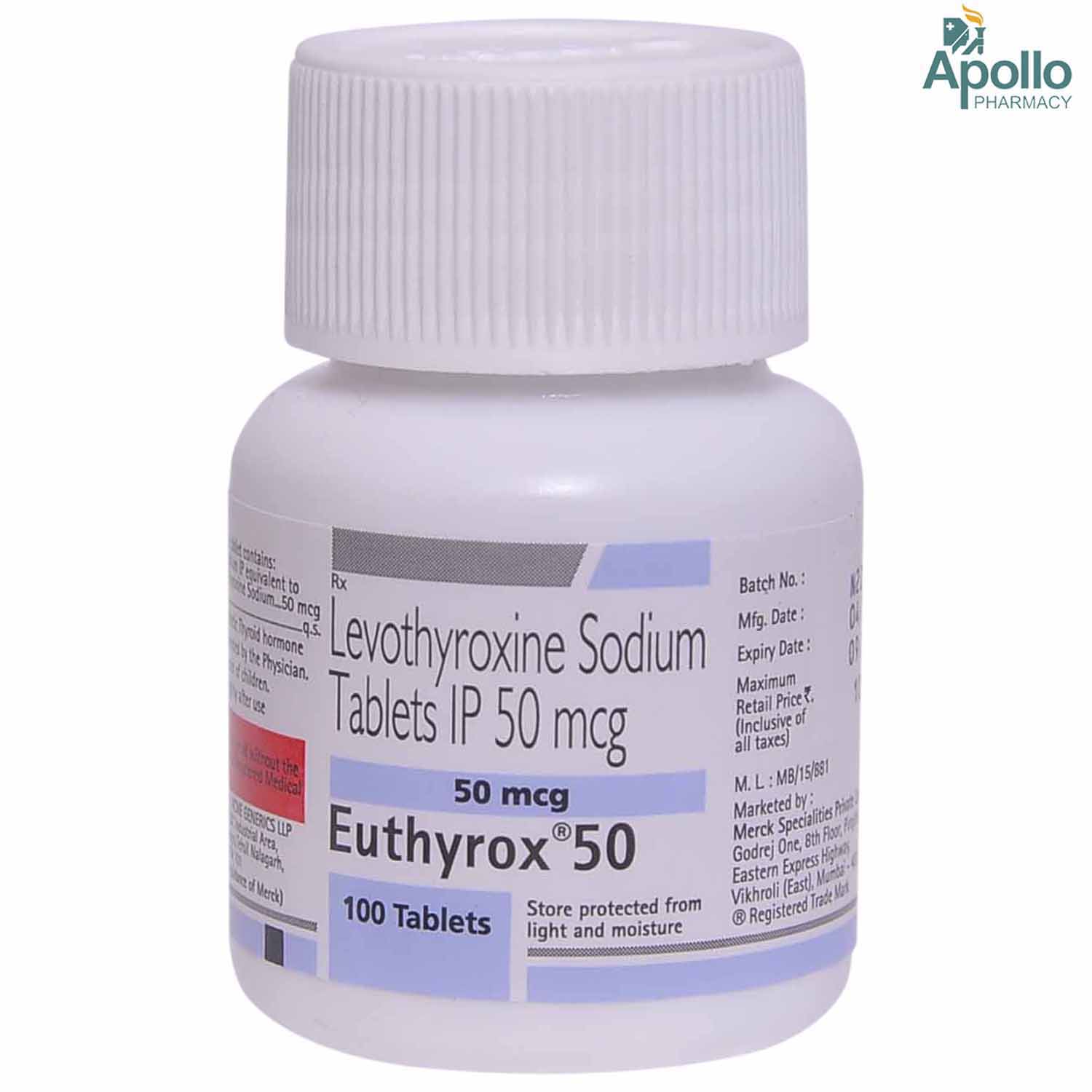 Euthyrox 50 Tablet 100's, Pack of 1 TABLET Euthyrox 50 Tablet 100's, Pack of 1 TABLET