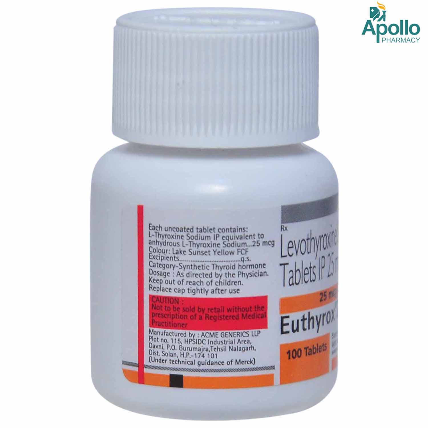 Euthyrox 25 Tablet 100's, Pack of 1 TABLET Euthyrox 25 Tablet 100's, Pack of 1 TABLET