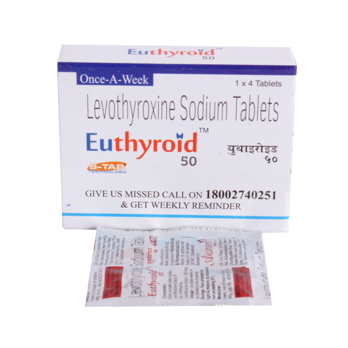 Euthyroid 50 Tablet 4's, Pack of 4 TABLETS Euthyroid 50 Tablet 4's, Pack of 4 TABLETS