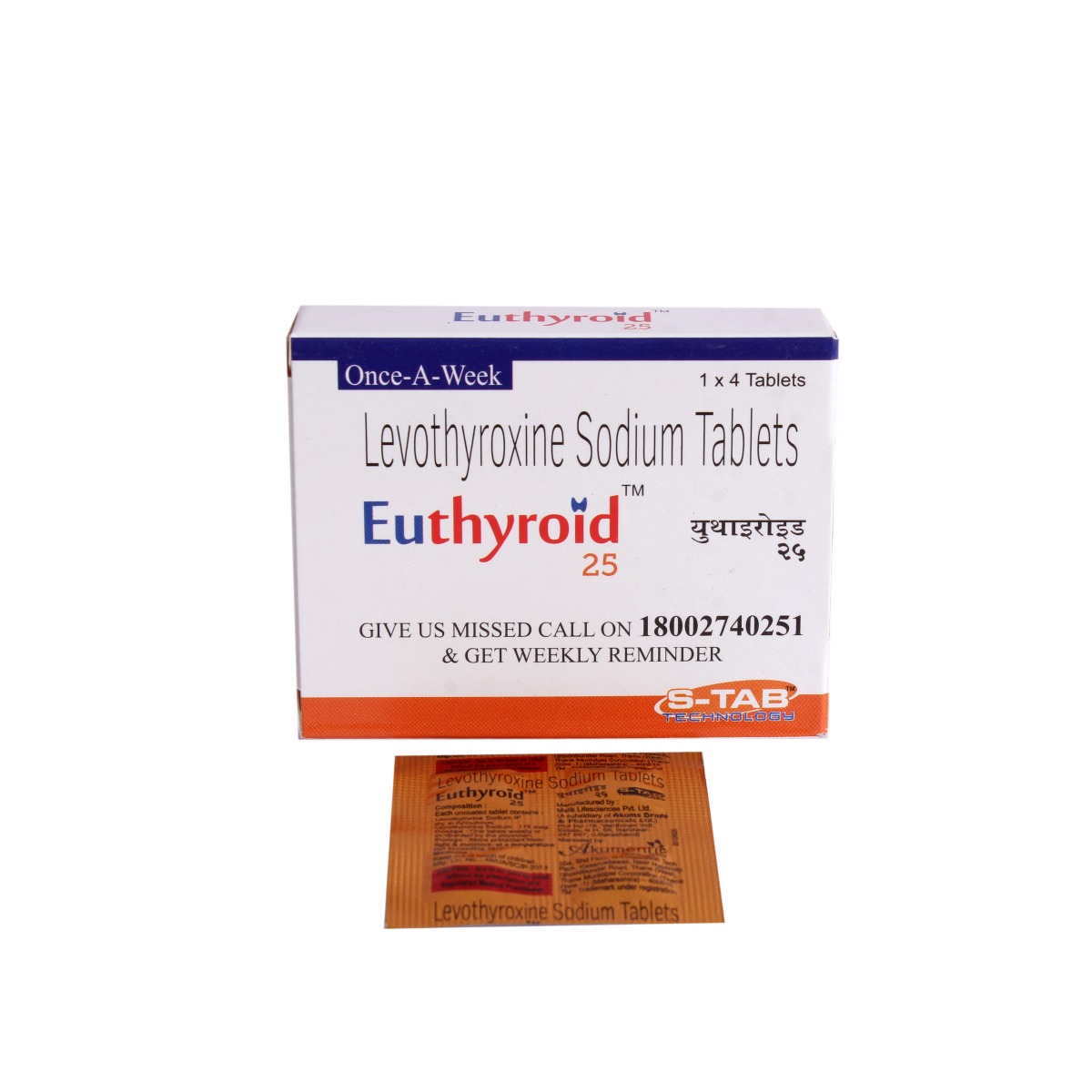 EUTHYROID 25MG TABLET 4'S, Pack of 4 TABLETS EUTHYROID 25MG TABLET 4'S, Pack of 4 TABLETS