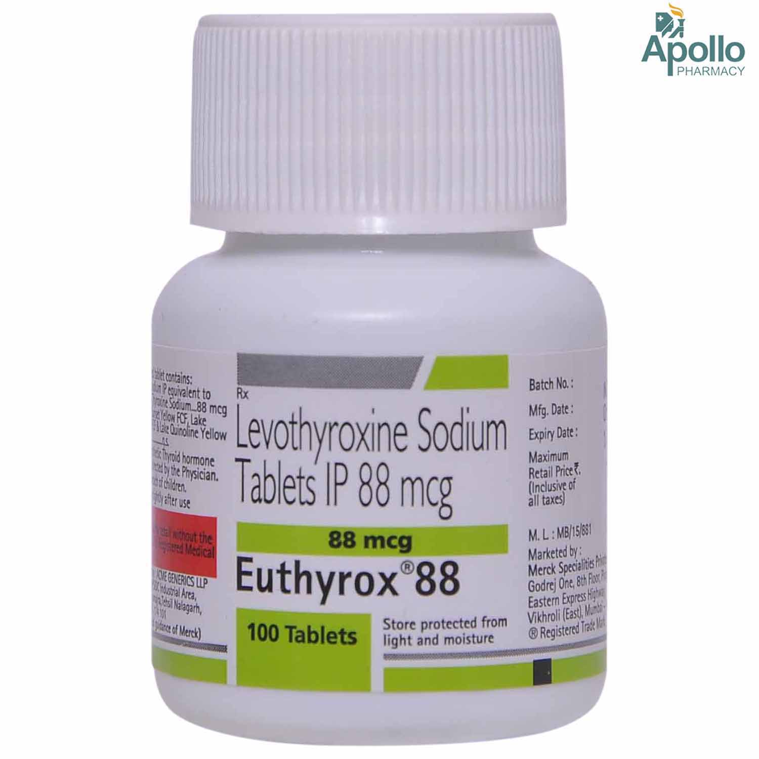 Buy Euthyrox 88 Tablet 100's Online