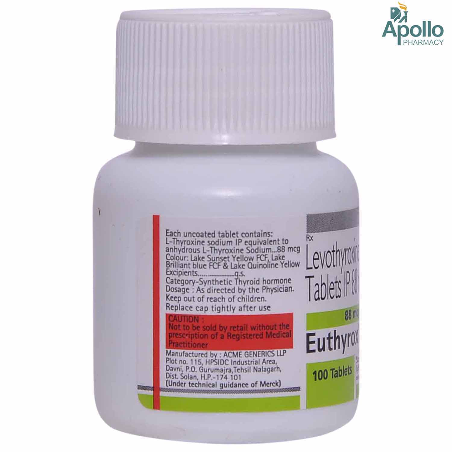 Euthyrox 88 Tablet 100's, Pack of 1 TABLET Euthyrox 88 Tablet 100's, Pack of 1 TABLET