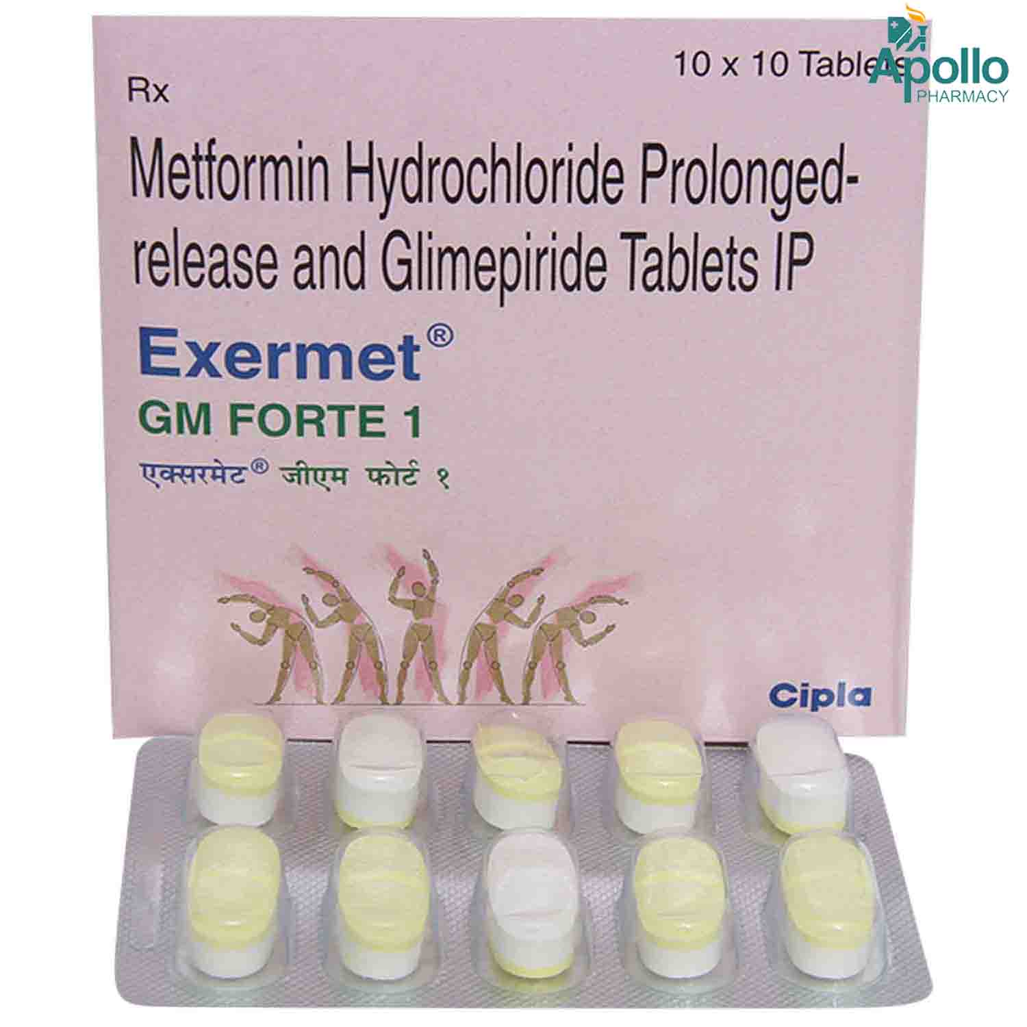 Exermet GM Forte 1 Tablet 10's, Pack of 10 TabletS Exermet GM Forte 1 Tablet 10's, Pack of 10 TabletS