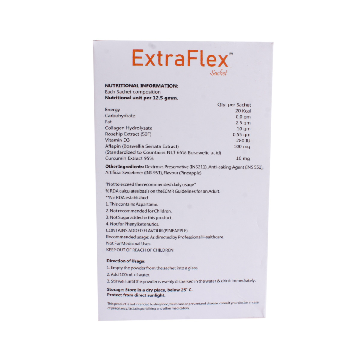 Extra Flex Sugar Free Pineapple Sachet 12.5 gm, Pack of 1 Extra Flex Sugar Free Pineapple Sachet 12.5 gm, Pack of 1