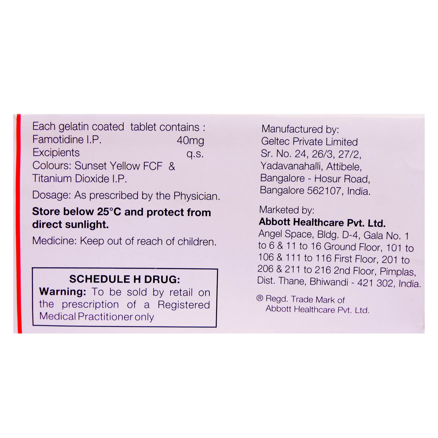 Famtac 40 Tablet 14's, Pack of 14 TABLETS Famtac 40 Tablet 14's, Pack of 14 TABLETS